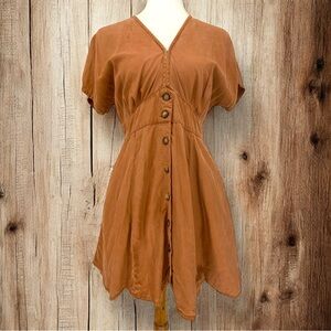Elegant Brown Button-Up Dress